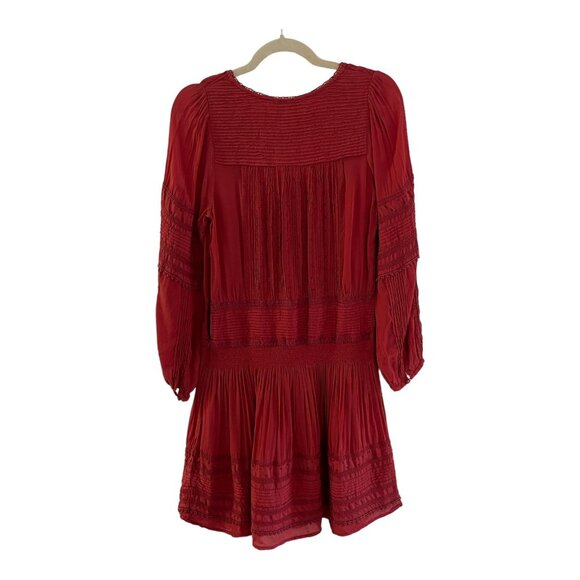 Sea New York Size 4 Red Azzedine Mini Dress Long Sleeve Boho Peasant Flaw - Picture 6 of 16